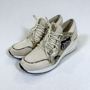 Michael Kors Liv Lace-Up Wedge Snake Print Sneakers size 9